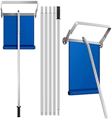Telescoping Roof Snow Rake 20/29FT Adjustable Aluminum Snow Removal Shovel with Rolling Wheels and Slide Cloth for House Cottage Roof Snow Clearing(20 FT, Blue)