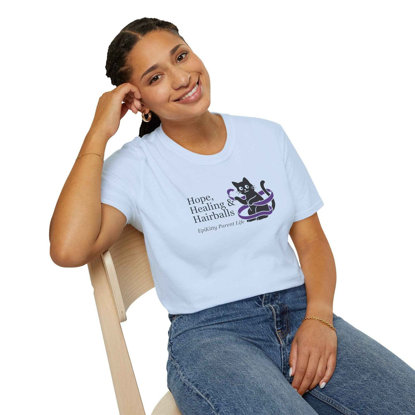 Hope, Healing & Hairballs Cat T-Shirt – Epikitty Parent Awareness Tee