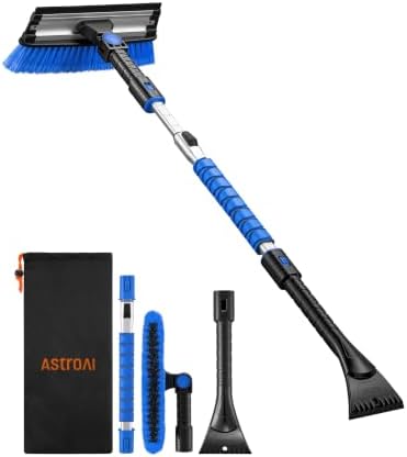 AstroAI 46" Extendable 3-in-1 Snow Brush & Ice Scrapers for Car Windshield
