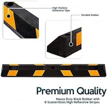 ZONETECH Parking Stopper for Garage Heavy Duty Rubber Parking Curb Stops 72” Garage Parking Stops 100-Pack Premium Quality Garage Wheel Stop Professional Grade w/Yellow Reflective Tape Bolts Included