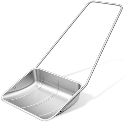 Cinnvoice 28" Wide Double Pole Snow Shovel Sleigh Scoop Shovel for Driveway Heavy Duty Aluminum Blade Remover Ergonomic Handle Barn Pusher Hand Plow, Easily Remove Sidewalks Ice Removal Winter Tool