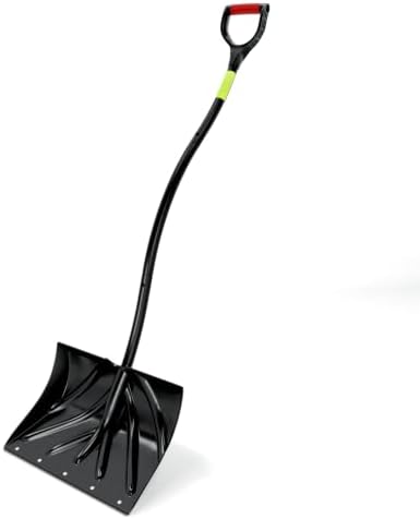 Heavy Duty Snow Shovel, Extra Wide Snow Shovel for Driveway, Sidewalk, Patio, Deck & Doorway Snow Removal, Ergonomic Back Saver Snow Plow with Steel Blade, Non-Slip Grip Handle