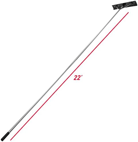 Extreme Max 5600.3295 Expandable Head Roof Rake – 21' Snow Roof Rake with Angled 6" x 23" Poly Blade & Lightweight Aluminum Handle