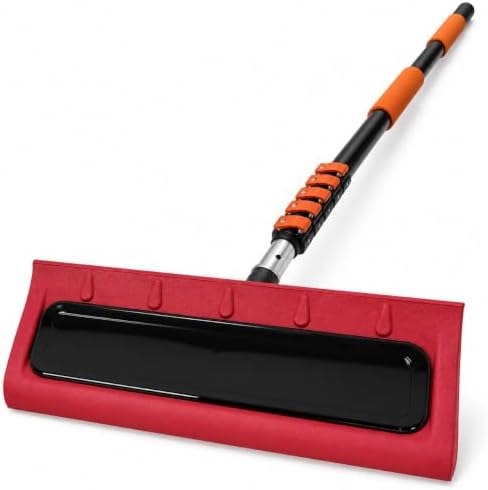 16 FT Telescoping Roof Rakes for Snow Removal (Up to 22 Ft Standing Reach) | S-Shape Scratch-Free Snow Shovel Tool for House Roof, Solar Panels, Metal Roof, & Car