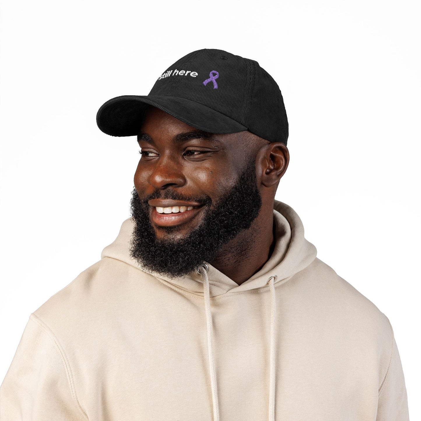 Still Here – Lavender Ribbon Embroidered Corduroy Cap