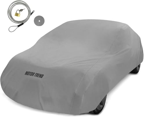 Motor Trend Breathable Lightweight Car Cover, Anti-Moisture Build-Up Water-Resistant Scratch-Resistant Travel-Friendly, Universal Fit for Cars SUVs Trucks Vans All-Weather Outdoor/Indoor, (XXL) 228" L
