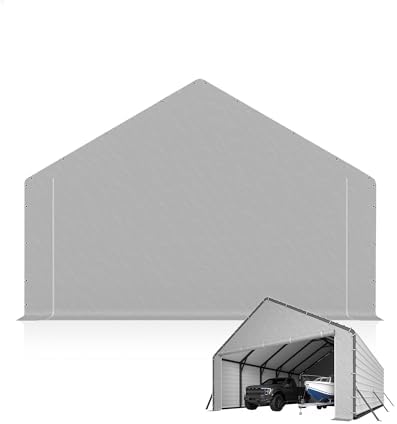 13ft Wide Heavy Duty PE Carport – Waterproof Outdoor Garage Shelter for Car, Truck, Boat with Removable Sidewalls, Grey