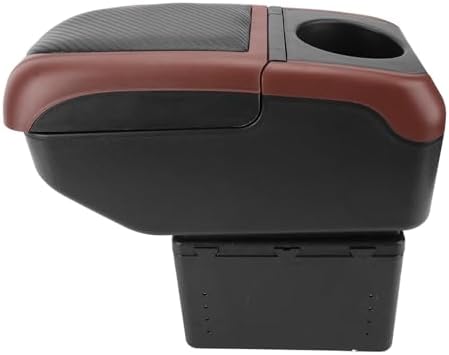 Universal Car Armrest Box with 5 USB ports and 1 Type-C port Double Layer Car Organizers and Storage Car Arm Rest Console Organizer for SUV Truck Car (Brown)