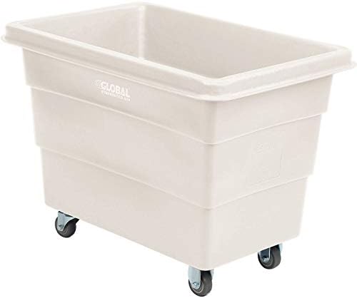 Global Industrial 8 Bushel Plastic Bulk Box Truck, Direct Mount Base, 500 lbs. Capacity, 3" Non-Maring Rubber Casters, White, 33-3/10"L x 24-3/5"W x 27-2/5"H