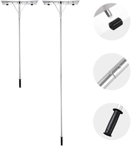 Telescoping Snow Roof Rake, Aluminum Snow Roof Rake, Outdoor Cleaning Tools, Telescopic Pole 147-607cm, Non-Slip Handle, Stable Triangular Structure, No Tool Needed