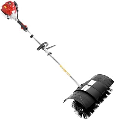 Gas Powered Lawn Sweeper, 4 Stroke Handheld Yard Sweeper Broom with Shoulder Strap & Goggles for Artificial Lawns Pathways Driveways Yards Etc