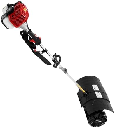 2-Stroke 2.3HP Gas Powered Leaf Blower & Lawn Sweeper, 52CC Handheld Backpack Sweeper with 20.47-Inch Brush, Shoulder Strap & Protective Cover, Snow Blower for Driveway Sidewalk Garden Debris Removal