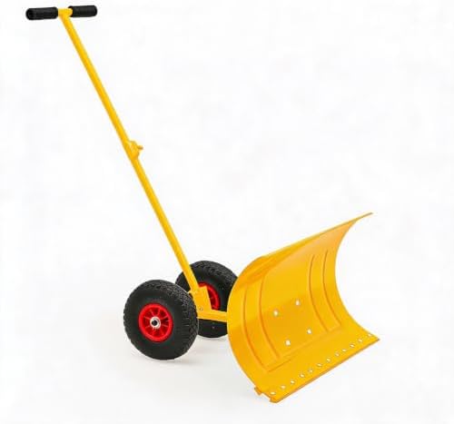Garvee 29" W X 16.5" H Adjustable Handle Wheeled Shovel for Driveway, Single Rod