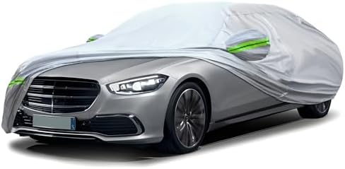 Sedan Car Cover, 6-Layer All-Weather Waterproof, Heavy Outdoor Car Cover, Universal in All Seasons, Snow Protection, Acid Rainproof, Sunscreen, Universally Fit to Sedan (206"-216")- Silvery