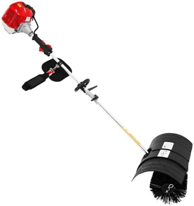 52cc Gas Powered Leaf Blower & Power Sweeper for Yard Lawn Cleaning, 2-Stroke 2.3HP Handheld Backpack Blower Sweeper with 20-Inch Wide Brush, Snow Blower for Driveway Sidewalk Garden Debris Removal