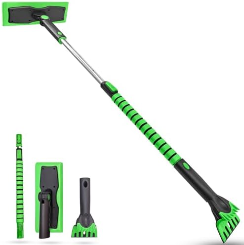 SEAAES 50 Inch Snow Broom and Ice Scraper, Foam Brush for Truck