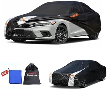 Honda Civic Sedan (NO FIT hatchback)Car Cover 100% Waterproof All Weather, Multi-Layers Sedan Car Cover Custom Fit 1993-2026 Honda Civic Sedan, Full Exterior Covers Rain Sun UV Protection with Zipper.
