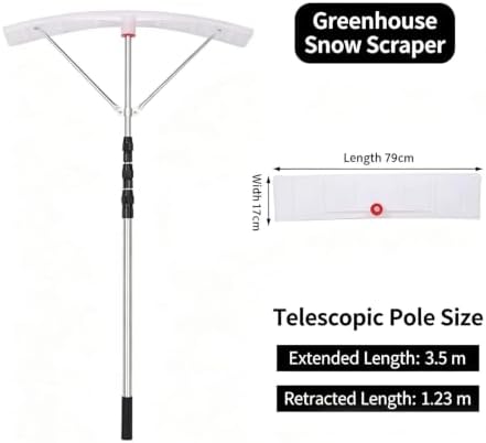 Greenhouse Roof Snow Rake, Telescopic Plastic Scraper with Stainless Steel