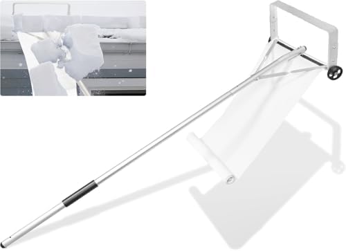 GMAK Large Snow Roof Rake with Wheels, 20FT Durable Aluminum Telescopic Roofs Shovel, Heavy Duty Snow Removal Tool with Wheels & Nylon Slide for Winter Housetop Roof Snow and Leaves