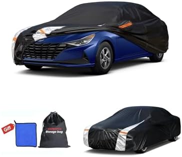 Hyundai Elantra Car Cover 100% Waterproof All Weather, Gift with Towel, 10 Layers Sedan Car Cover Custom Fit 1995-2026 Hyundai Avante/Elantra, Outdoor Covers Rain Sun UV Protection with Door Zipper.