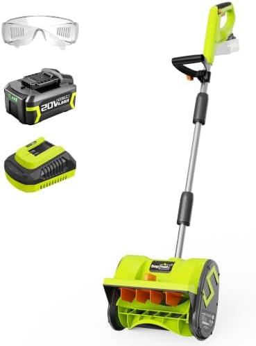 SnapFresh 20V Cordless Snow Shovel, 12” Electric Snow Thrower Kit w/Adjustable Handle & Directional Plate, Lightweight Battery-Powered Snow Blower for Driveway, 4.0Ah Battery & Fast Charger Included