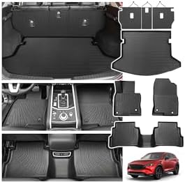 Powerty Floor Mats for Mazda CX-5 2017-2025, All Weather 3D TPE Anti-Slip Trunk Cargo Liner Seat Back Covers Protectors Full Set Car Accessories