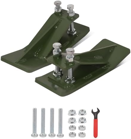 Doppy 2Pcs Tractor Bucket Protector, 3/8'' Thick Snow Skid Tamer, Double Hex Lock Nuts & Bolts Included for Snow Removal, Leaves, Gravel Spreading, Green