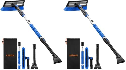AstroAI 47" Extendable 3-in-1 Snow Brush & Ice Scrapers for Car Windshield (Pack of 2)