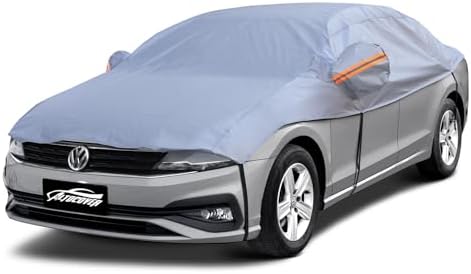 Half Car Cover Sedan, Top Cover for Windshield & Sunroof Protection with Cotton Liner, Hail Protector Car Cover Waterproof All Weather for Snow, Sun,Rain,Dust