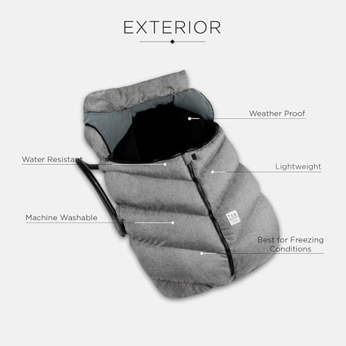 7AM Enfant Car Seat Covers - Cocoon Baby Cover for Boys & Girls, Rain & Snow Repellent, Breathable Windproof, Center Zipper, Universal Fit for Infant Car Seat (0-12M) (Heather Grey)