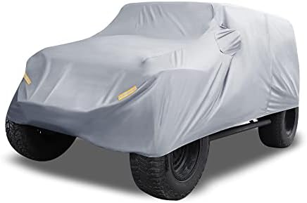 X AUTOHAUX SUV Car Cover for Jeep Wrangler JK JL 4 Door 2007-2021 210D Gray