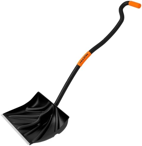 Snow Shovel Heavy Duty for Driveway with Ergonomic Handle to Use Without Backpain for Home Garage Car - Snow Shovel with 18 Inch Blade Large Capacity and 58 Inch Long Ergonomic Handle (Black)