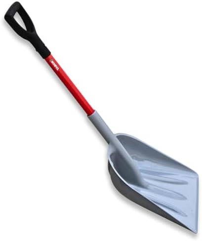 TABOR TOOLS J218A Snow Scoop Shovel with 15 Inch Wide Poly Blade & Fiberglass Handle, Large Scoop Shovel for Driveway, Sidewalk & Deck, Ergonomic D-Grip, Short 26 Inch Handle