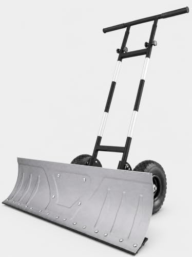 TomCare 36 in Snow Shovel with Wheels, Alloy Steel Snow Pusher Shovel