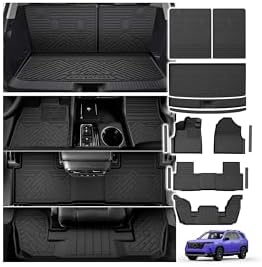 Powerty Floor Mats for Honda Pilot 2023-2026 2027, All Weather 3D TPE Anti-Slip Trunk Cargo Liner Seat Back Covers with Door Sill Guards Protectors Full Set Car Accessories