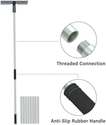 Roof Snow Rakes - 2-16 FT Extendable, 15.7" Alloy Steel Head, Anti-Slip Rubber Grip