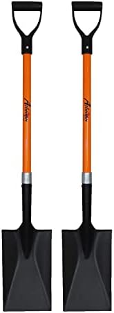 Ashman Spade Shovel (2 Pack) – 41 Inches Long D Handle Grip – The Single Shovel Weighs 2.2 Pounds and has a Durable Handle – Premium Quality Multipurpose Orange Spade Shovel with Strong Build.