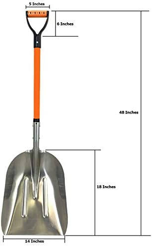 Ashman Aluminium 48 inch Snow Shovel with Large Head and Durable Handle. (Scoop Shovel, 1 Pack) (Scoop Shovel, 6 Pack)