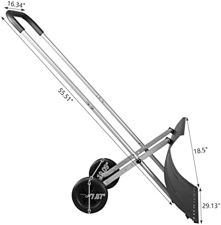 Outvita Snow Shovel with Wheels, 29" Wide 18" Long, Black