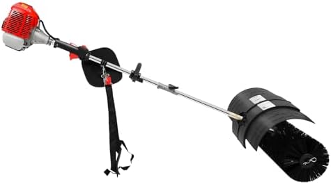 Handheld Walk Behind Gas Powered Lawn Sweeper, 52cc 2.3HP 2-Stroke Engine with 20.47-Inch Brush for Leaves & Debris, Driveway, Sidewalk, Outdoor Hand Held Gas Power Broom & Lawn Clippings Removal Tool