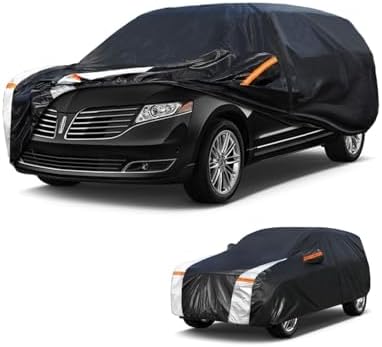 Large SUV Car Cover for Lincoln MKT 2016-2019 100% Waterproof All Weather, Heavy Duty Outdoor Full Exterior Covers Rain Sun Wind UV Protection.