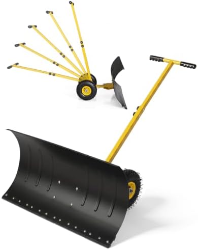 Outvita Snow Shovel with Wheels, 36" Wide 18" Long, Black & Yellow