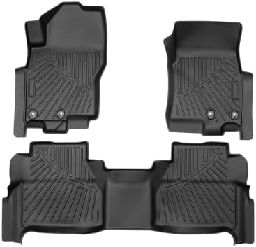 Powerty Floor Mats for 2022 2023 2024 2025 Nissan Frontier (Crew Cab with 2nd Row Under-Seat Storage) All Weather 3D TPE Anti-Slip Car Liners for 1st & 2nd Row Accessories