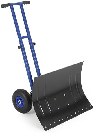 TrailBlaze Heavy Duty Rolling Snow Shovel with Wheels – 29" Wide Angled Steel Blade – Adjustable Double Handle – 5-Position Ergonomic Design – Efficient for Driveways, Sidewalks, Pavement – Black