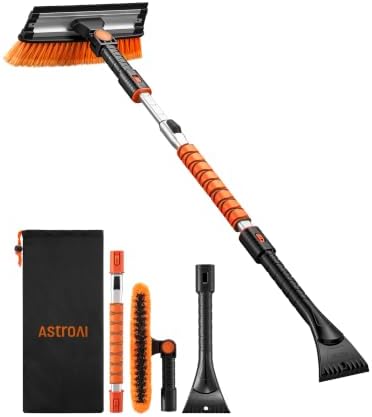 AstroAI 46" Extendable 3-in-1 Snow Brush & Ice Scrapers for Car Windshield