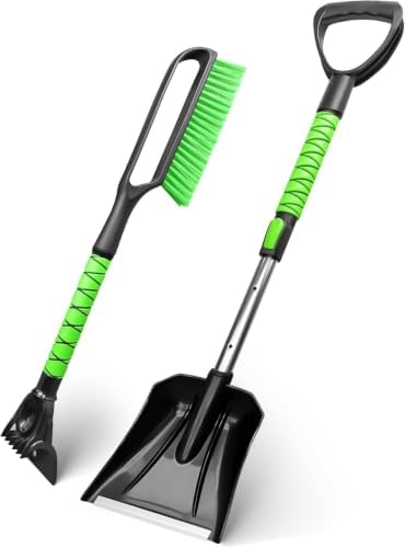 SEAAES Snow Brush with Ice Scraper and Emergency Snow Shovel for Car