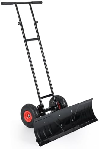 IRONMAX 36" Wide Snow Shovel for Driveway with Wheels, Black