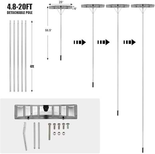 Heavy Duty Snow Rake, 5-Piece Pole System