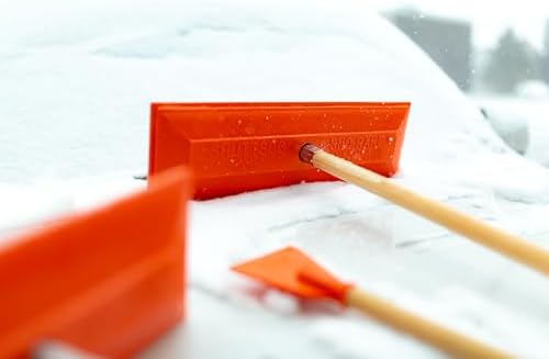 Shuttsco Snow Rake Snow Broom 18 Inch Replacement Head Only, Orange Heavy Duty Polyethylene Bristles, USA Made