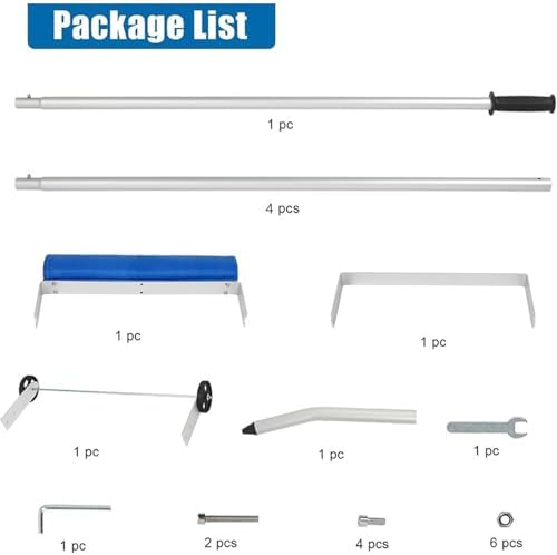 Telescoping Roof Snow Rake 20/29FT Adjustable Aluminum Snow Removal Shovel with Rolling Wheels and Slide Cloth for House Cottage Roof Snow Clearing(29 FT, Blue)